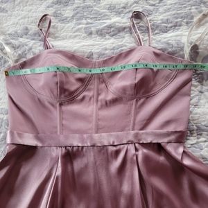 Galina Signature Dusty Purple Satin Corset Bridesmaid Dress David's Bridal